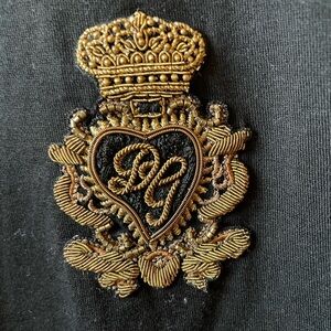 Dolce & Gabbana Black Tee with gold appliqué